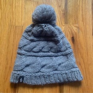 The North Face gray cable knit beanie